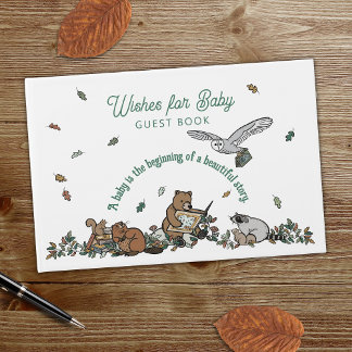 Libro De Visitas Woodland Storybook quiere Baby Shower