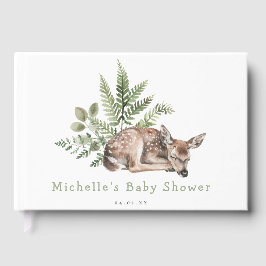 Libro De Visitas Woodland Watercolor Deer Baby Shower