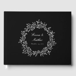 Libro De Visitas Wreath con el logotipo elegante de la pareja botán