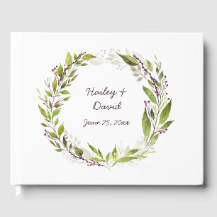 Libro De Visitas Wreath con Plum Purple Berries Vines Guest Book