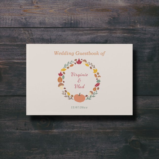 Libro De Visitas Wreath & Fall Wedding Guest Book (Fall Wedding Guest Book)