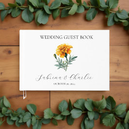 Libro De Visitas Yellow Marigold Elegant Floral Watercolor Wedding 