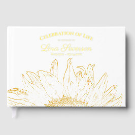 Libro De Visitas Yellow Sunflower Graphic Celebración de la Vida