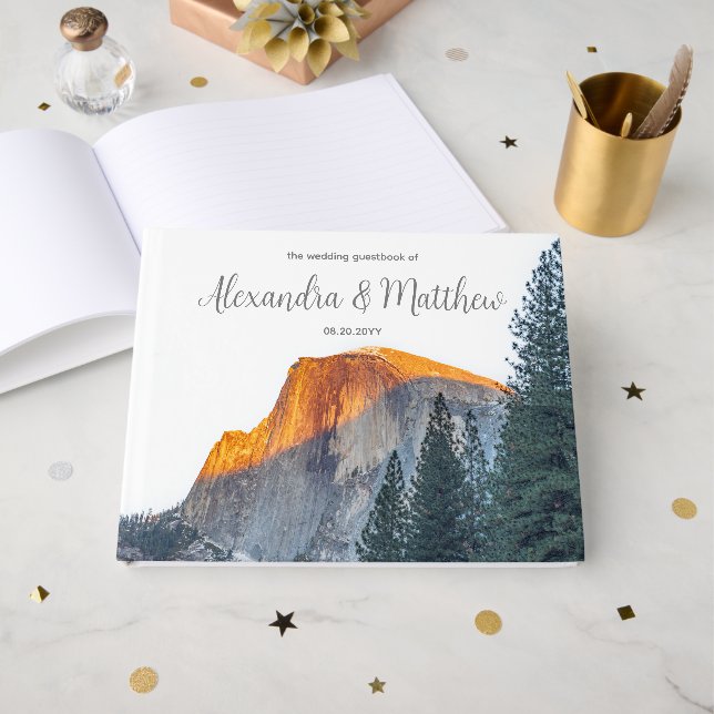 Libro De Visitas Yosemite Half Dome Sunset Boda Guest Book (Anverso Abierto)