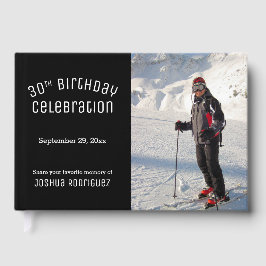 Libro De Visitas Your Photo Modern Black White 30th Birthday Party