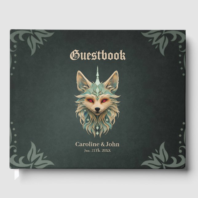 Libro De Visitas Zorro místico con ojos rojos penetrantes. (Anverso)