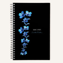 Libro de votos de boda floral azul oscuro temperam
