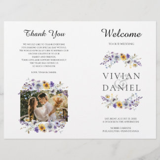 Libro del programa de casamiento de flores silvest