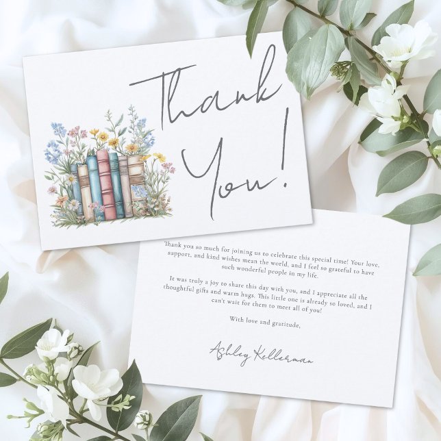 Libro Floral de Agradecimiento (Book Floral Thank You Card)