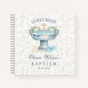 Libro floral de bautismo y libro de invitados de c