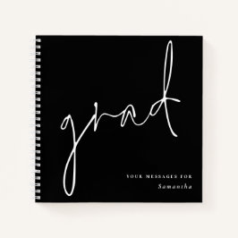 Libro Grad White Script Black Graduation Guest