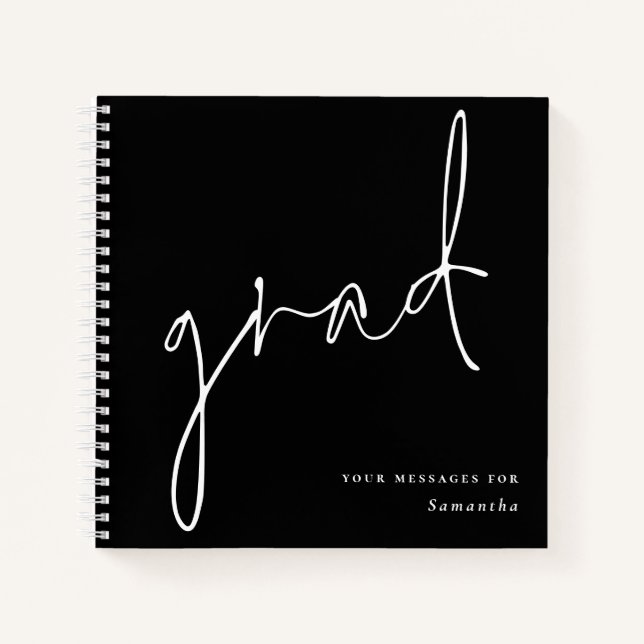 Libro Grad White Script Black Graduation Guest (Anverso)