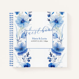 Libro Guestbook de las flores azules en color de a
