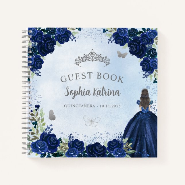 Libro Guestbook de Quinceanera azul de la Marina F (Anverso)