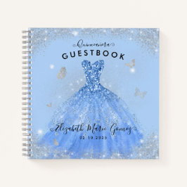 Libro Guestbook de Quinceanera Gown Gown Gown Blue