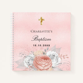 Libro invitado bautismo rosa rosa rosa oro florine