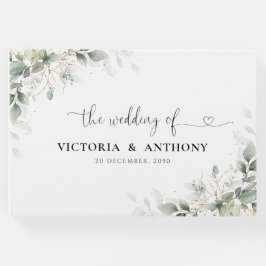 Libro invitado del Boda Eucalyptus Gold Floral Gre