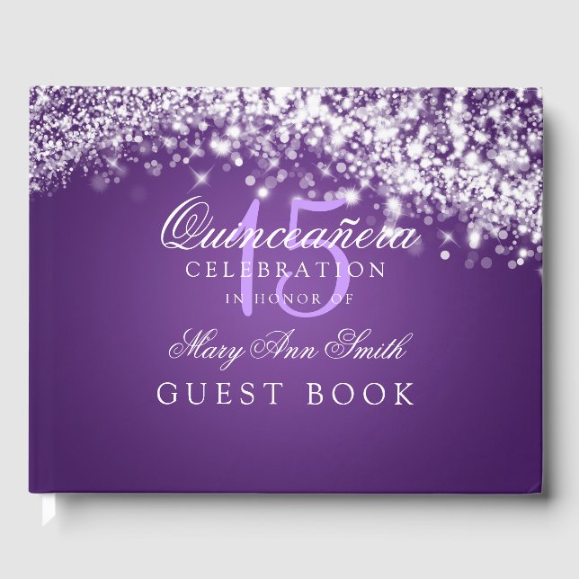 Libro Invitado Quinceanera Fiesta Sparkling Wave P (Anverso)