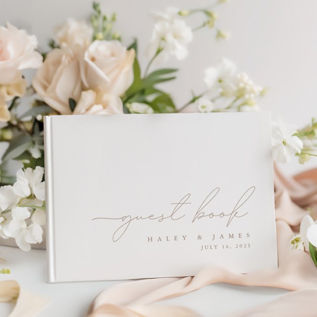 Libro Minimalista de Bodas blancos simple y modern (Simple Modern Minimalist White Wedding Guest Book)