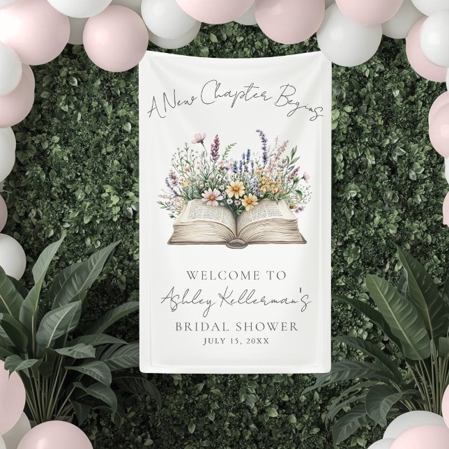 Libro Nuevo Capítulo Señal de Despedida de Soltera (Book New Chapter Wildflower Bridal Shower Sign)
