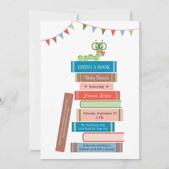 Libro para invitación de Baby Shower con texto en  (Anverso)