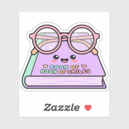Libro pastel kawaii y pegatina de gafas de lectura