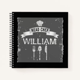 Libro personalizado de recetas de chef gris fresco
