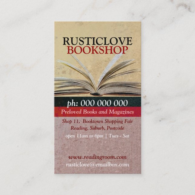 Libro Rústico de AmorVer Literatura Tarjeta de Neg (Anverso)