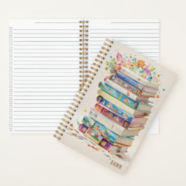 Libro Stack Leyendo Amantes Watercolor Art