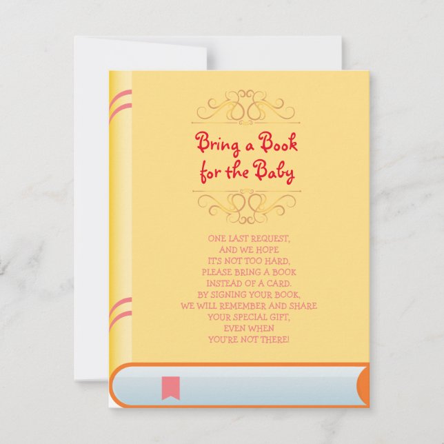 LIBRO Tarjeta Baby Shower de la tapa del Naranja a (Anverso)