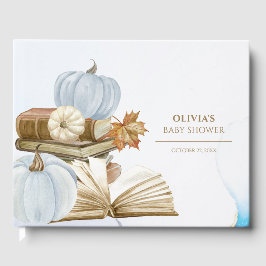 Libro Tema Calabaza Baby Shower Blue Guest Book