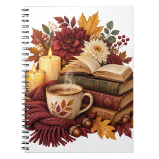 Libros Acogedores y Cuaderno de Otoño de Café