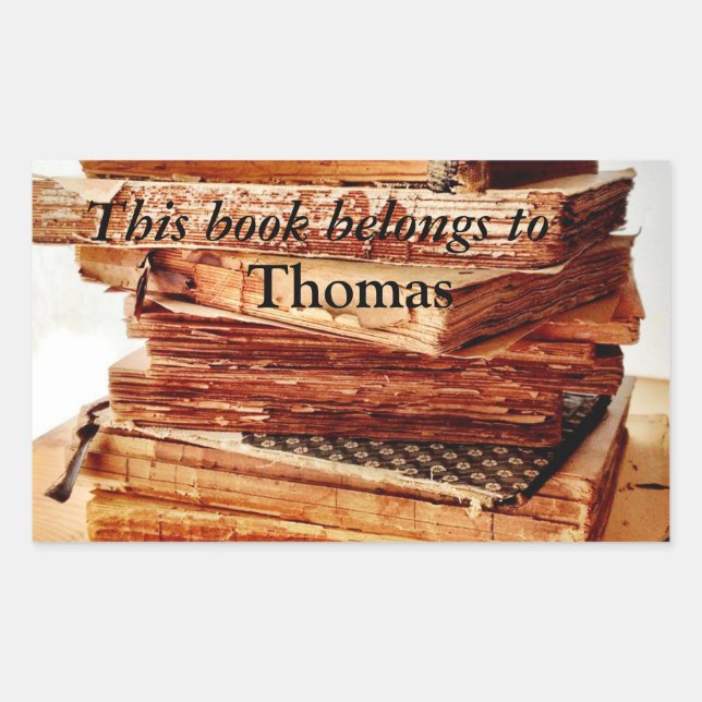 libros antiguos en un pegatina de una placa de bib (Anverso)