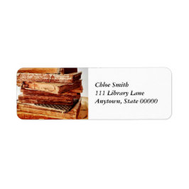 Libros antiguos en una etiqueta de dirección de pi