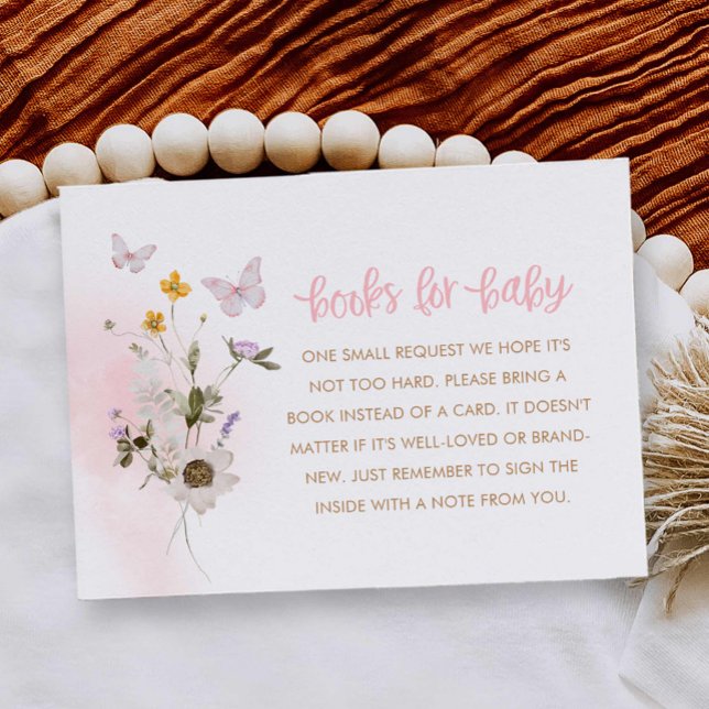 Libros Baby Shower de mariposa para tarjeta de beb (Butterfly and Wildflower books for baby Card)