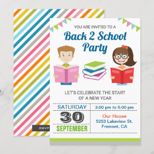 Libros Coloridos Invitación de Fiesta de Regreso