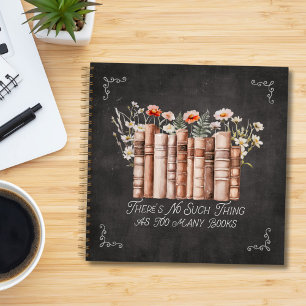 Libros con Flores y Cita en Cuaderno Negro