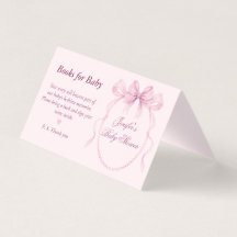 Libros con tema de lazo rosa elegante para tarjeta