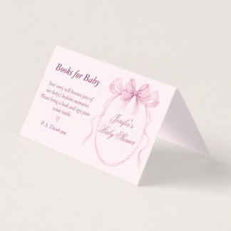Libros con tema de lazo rosa elegante para tarjeta