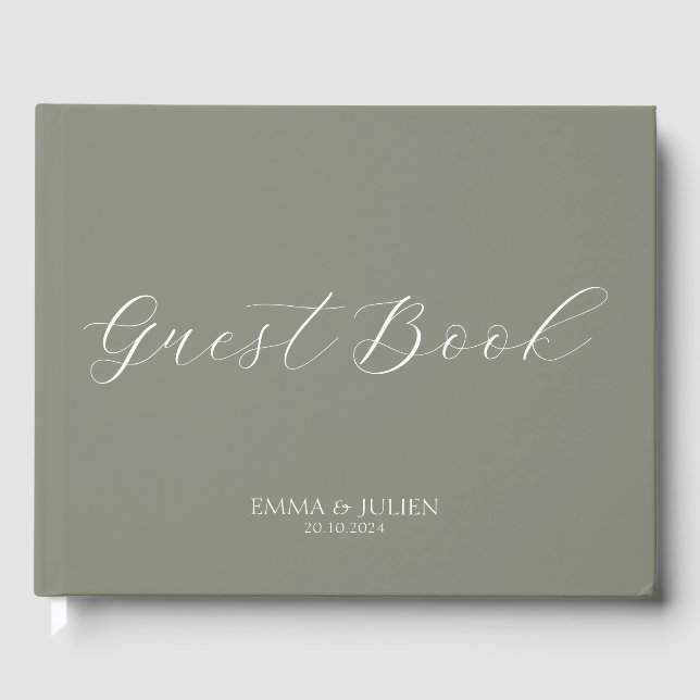 Libros de boda verde de Sage simple (Anverso)
