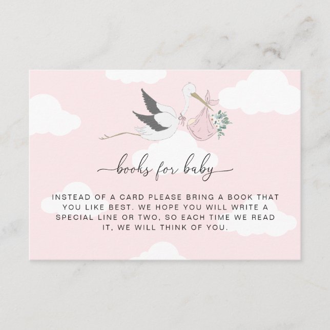 Libros de cigüeña rosada Solicitar tarjeta de inse (Anverso)