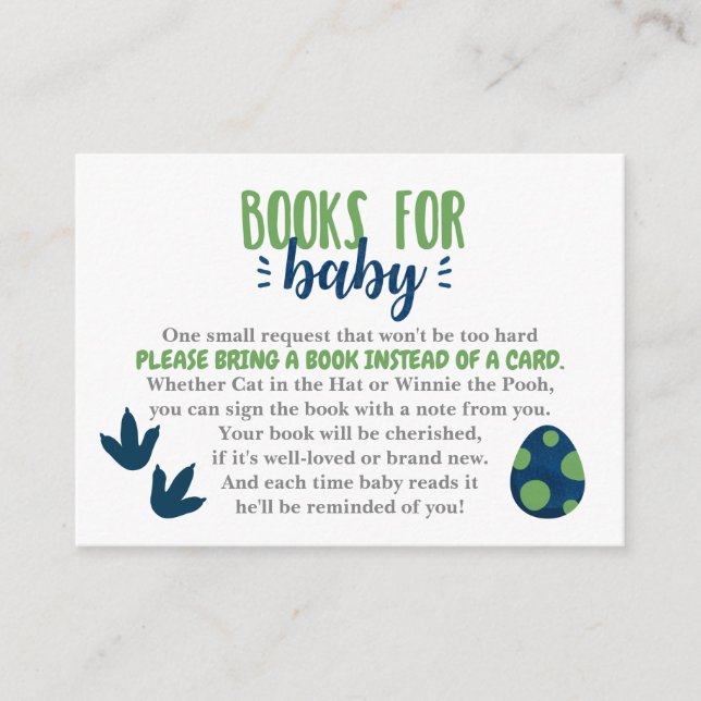 Libros de Dinosaurios para Invitación al Bebé Inse (Anverso)