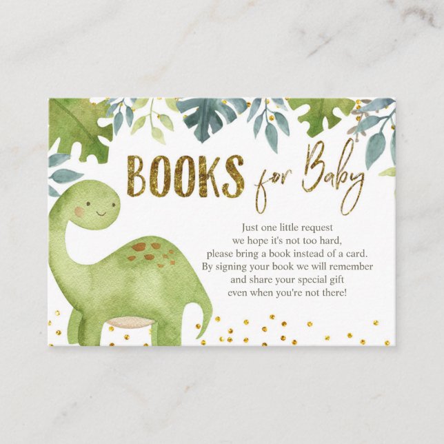 Libros de Dinosaurios para Tarjeta de Bebé (Anverso)