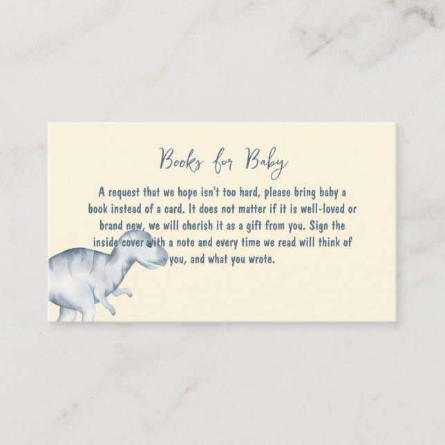 Libros de Dinosaurios para Tarjeta de Bebé (Anverso)