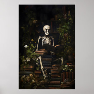 Libros de Esqueleto Floral Impresión de Biblioteca
