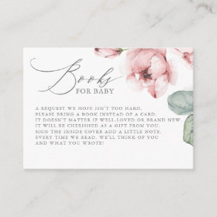 Libros De Flores De Rosa Polvoriento Para Tarjeta 