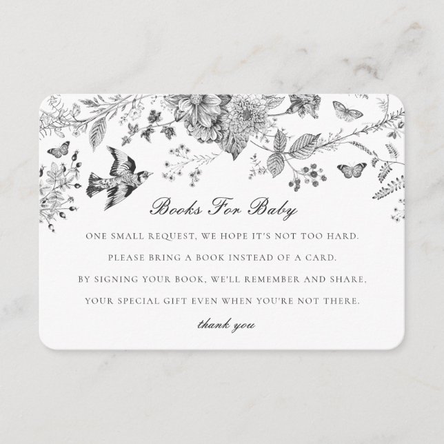 Libros de flores de toile negro para la invitación (Anverso)