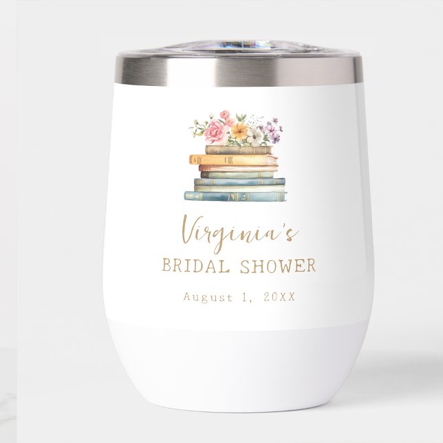 Libros de flores silvestres: Desayuno Nupcial (Wildflower Books Bridal Shower Thermal Wine Tumbler by Painted Paperie
)