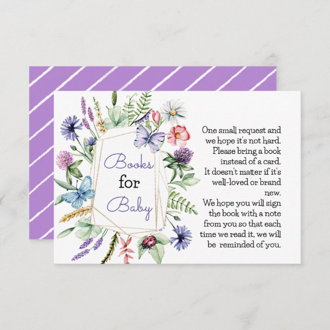 Libros de flores silvestres para la tarjeta de beb (Anverso / Reverso)