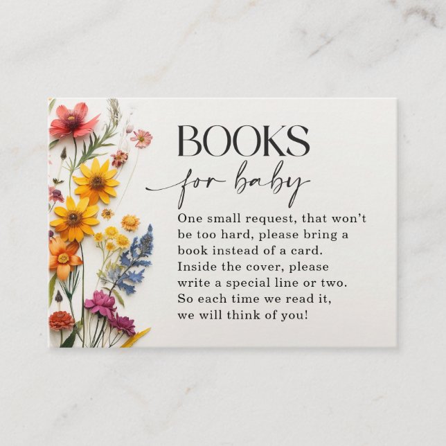 Libros de flores silvestres para tarjetas para beb (Anverso)